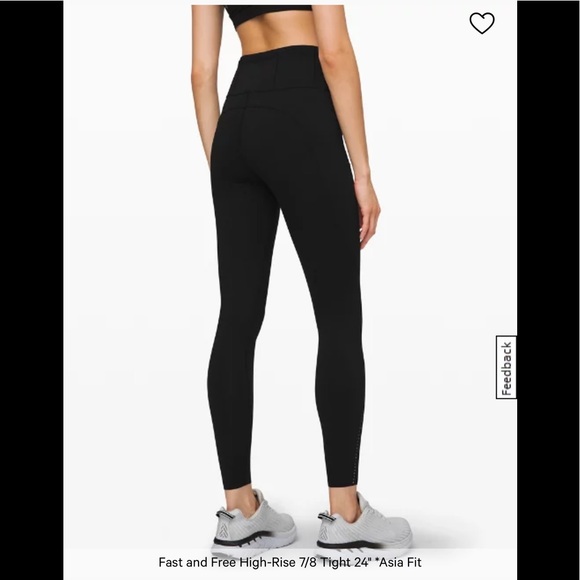 NWT lululemon Fast and Free High-Rise 7/8 Tight 24" 
Asia Fit black - Picture 5 of 12